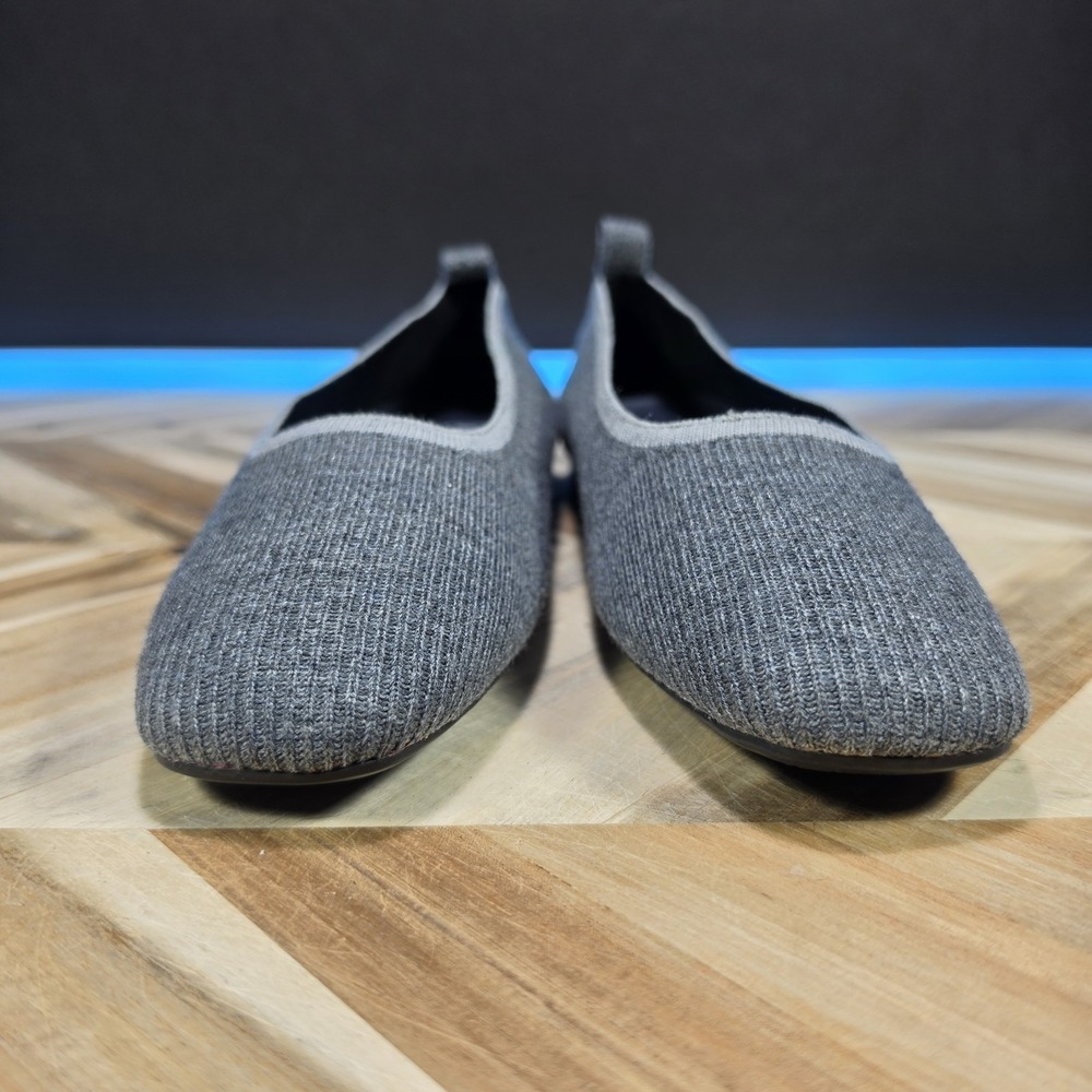 Vivaia Margot Women 41 / US 10.5 Grey Flats Square Toe Ribbed Knit Sustainable - Picture 4 of 13